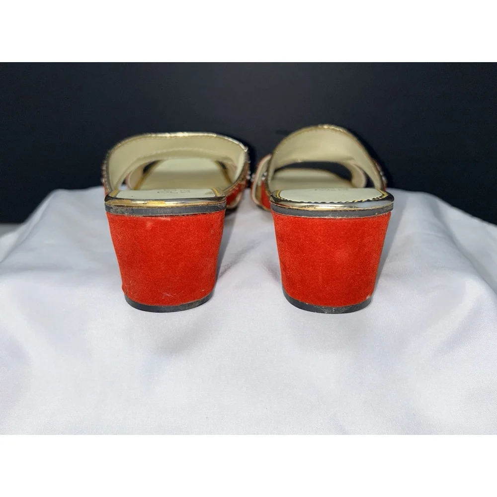 Vtg Princess C. European Style Chinese Velveteen Handmade Shoes Slides Heels 8 - Picture 6 of 12